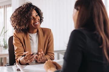 lady talking to a client
