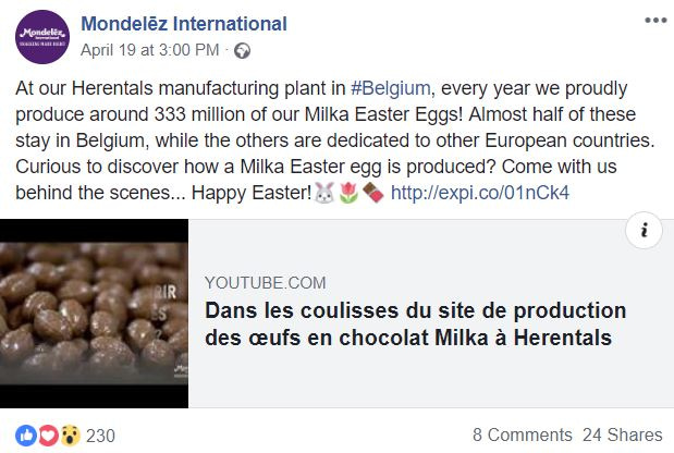 A Mondelez International Facebook post about Easter
